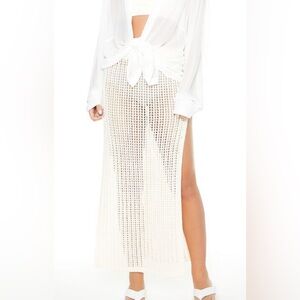 Cream Crochet Maxi Skirt/ Cover Up Size L